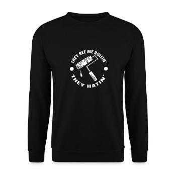 Maler Lackierer They See Me Rollin They Hatin - Unisex Pullover - Schwarz - Vorne - Alina (178cm) & Michal (187cm)