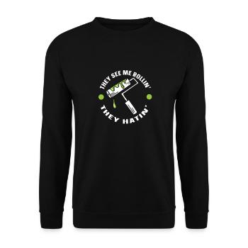 Maler Lackierer They See Me Rollin They Hatin - Unisex Pullover - Schwarz - Vorne - Alina (178cm) & Michal (187cm)