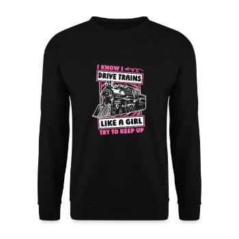 Conducteur de train fille conducteur de train - Sweat-shirt Unisexe - noir - Devant - Alina (178cm) & Michal (187cm)
