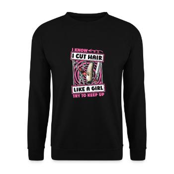 Barber Barbershop Girl - Unisex Sweatshirt - black - Front - Alina (178cm) & Michal (187cm)