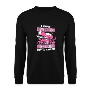 Hairdresser Hairstylist Girl - Unisex Sweatshirt - black - Front - Alina (178cm) & Michal (187cm)