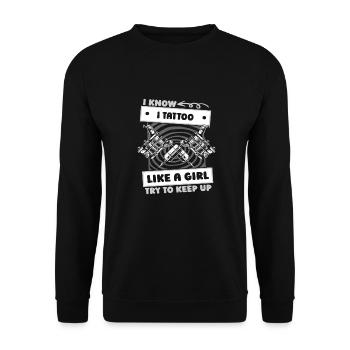 Tattoo Artist Tattoo Girl - Unisex Sweatshirt - black - Front - Alina (178cm) & Michal (187cm)