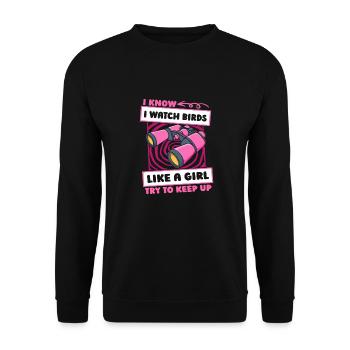 Fille ornithologue - Sweat-shirt Unisexe - noir - Devant - Alina (178cm) & Michal (187cm)