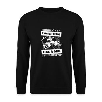 Fille ornithologue - Sweat-shirt Unisexe - noir - Devant - Alina (178cm) & Michal (187cm)