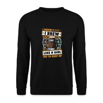 Hobby Brewer Beer Craft Beer Girl - Unisex Sweatshirt - black - Front - Alina (178cm) & Michal (187cm)