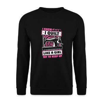 Quilting Mädchen - Unisex Pullover - Schwarz - Vorne - Alina (178cm) & Michal (187cm)