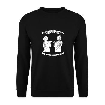 Coiffeur Coiffeur Coiffeur - Sweat-shirt Unisexe - noir - Devant - Alina (178cm) & Michal (187cm)