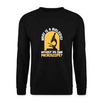 Biologie Biologe Mikroskop - Unisex Pullover - Schwarz - Vorne - Alina (178cm) & Michal (187cm)