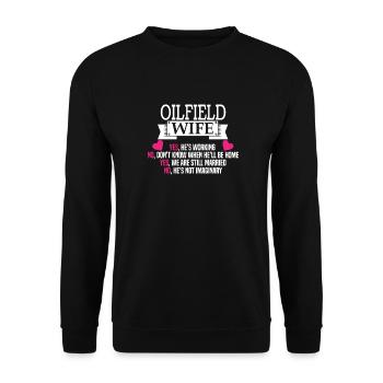 Ölfeld Bohrinsel Witzig - Unisex Pullover - Schwarz - Vorne - Alina (178cm) & Michal (187cm)