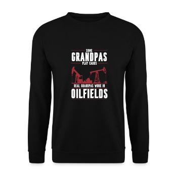 Ölfeld Bohrinsel Opa - Unisex Pullover - Schwarz - Vorne - Alina (178cm) & Michal (187cm)