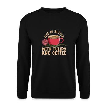 Tulpen Kaffee Tulpen - Unisex Pullover - Schwarz - Vorne - Alina (178cm) & Michal (187cm)