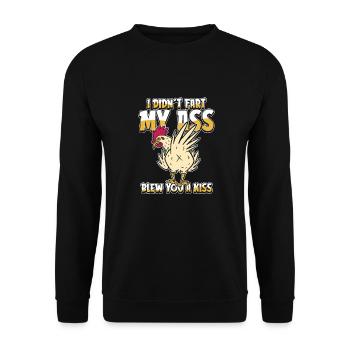 Chicken Hen I Didnt Fart My Butt Blew You A Kiss - Unisex Sweatshirt - black - Front - Alina (178cm) & Michal (187cm)