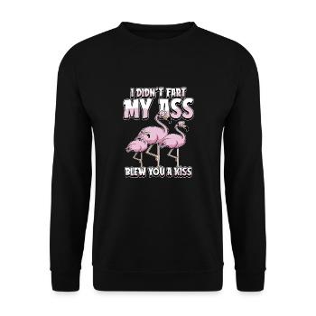 Flamant rose, je n’ai pas pété mes fesses, je t’ai soufflé un baiser - Sweat-shirt Unisexe - noir - Devant - Alina (178cm) & Michal (187cm)