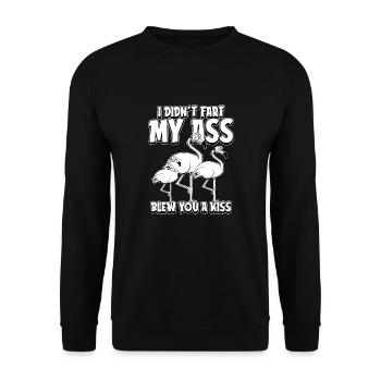 Flamant rose, je n’ai pas pété mes fesses, je t’ai soufflé un baiser - Sweat-shirt Unisexe - noir - Devant - Alina (178cm) & Michal (187cm)