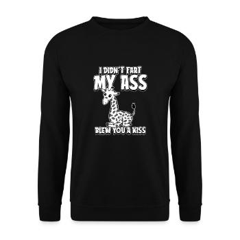 Girafe Je n’ai pas pété mes fesses t’a soufflé un baiser - Sweat-shirt Unisexe - noir - Devant - Alina (178cm) & Michal (187cm)