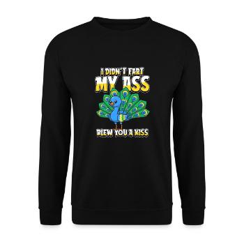 Peacock Bird I Didnt Fart My Butt Blew You A Kiss - Unisex Sweatshirt - black - Front - Alina (178cm) & Michal (187cm)
