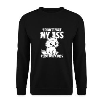 Raton laveur Je n’ai pas pété mes fesses Je t’ai soufflé un baiser - Sweat-shirt Unisexe - noir - Devant - Alina (178cm) & Michal (187cm)