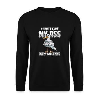 Mouette je n’ai pas pété mes fesses t’a soufflé un baiser - Sweat-shirt Unisexe - noir - Devant - Alina (178cm) & Michal (187cm)