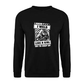 Welder Locksmith Girl - Unisex Sweatshirt - black - Front - Alina (178cm) & Michal (187cm)