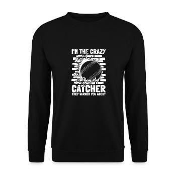 Softball Fänger - Unisex Pullover - Schwarz - Vorne - Alina (178cm) & Michal (187cm)