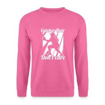 Softball Fänger Catcher Hair Don’t Care - Sweat-shirt Unisexe - rose - Devant
