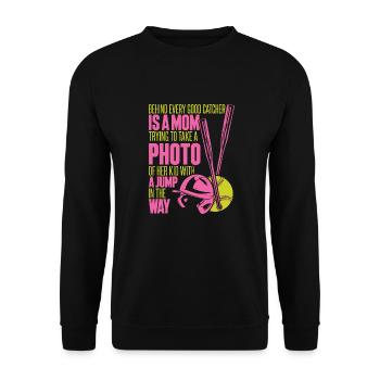 Maman softball - Sweat-shirt Unisexe - noir - Devant - Alina (178cm) & Michal (187cm)