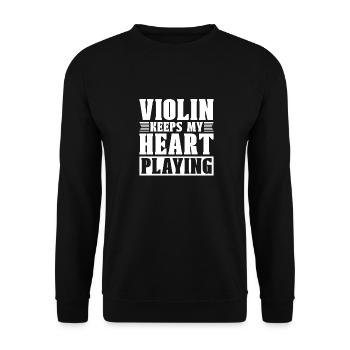 Violine Geige Herz - Unisex Pullover - Schwarz - Vorne - Alina (178cm) & Michal (187cm)
