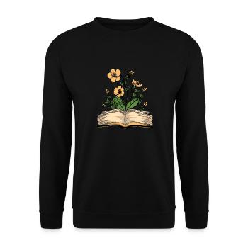 Book Bookworm Bookworm Flowers - Unisex Sweatshirt - black - Front - Alina (178cm) & Michal (187cm)