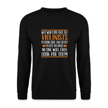 Violine Geige Sarkastisch - Unisex Pullover - Schwarz - Vorne - Alina (178cm) & Michal (187cm)