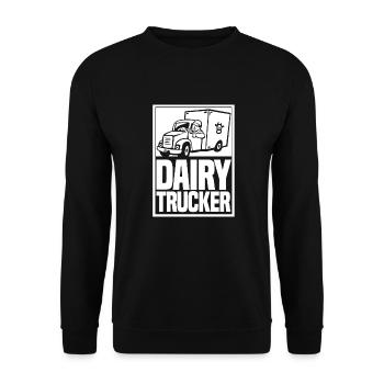 Kuh Milch Treiber Milchwagen - Unisex Pullover - Schwarz - Vorne - Alina (178cm) & Michal (187cm)