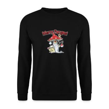 Mushroom Picker Mushrooms Christmas Mushroom Dwarf - Unisex Sweatshirt - black - Front - Alina (178cm) & Michal (187cm)