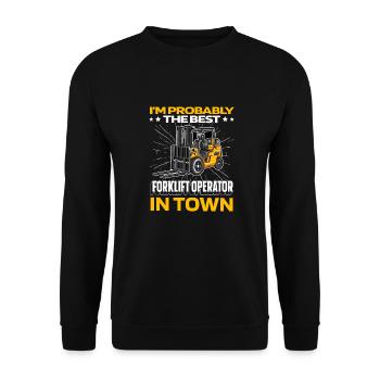 Gabelstapler Staplerfahrer - Unisex Pullover - Schwarz - Vorne - Alina (178cm) & Michal (187cm)