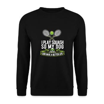 Squash Hund - Unisex Pullover - Schwarz - Vorne - Alina (178cm) & Michal (187cm)