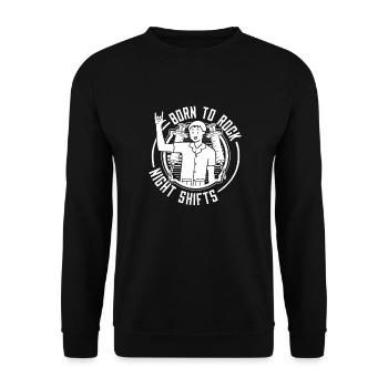 Krankenschwester Nachtschicht - Unisex Pullover - Schwarz - Vorne - Alina (178cm) & Michal (187cm)