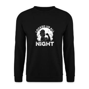 Krankenschwester Nachtschicht - Unisex Pullover - Schwarz - Vorne - Alina (178cm) & Michal (187cm)