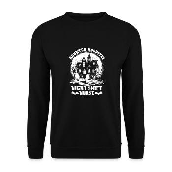 Krankenschwester Nachtschicht - Unisex Pullover - Schwarz - Vorne - Alina (178cm) & Michal (187cm)