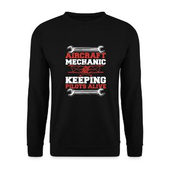 Pilote mécanicien d’avion - Sweat-shirt Unisexe - noir - Devant - Alina (178cm) & Michal (187cm)