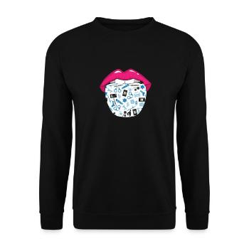 Polizist Polizei Zunge - Unisex Pullover - Schwarz - Vorne - Alina (178cm) & Michal (187cm)