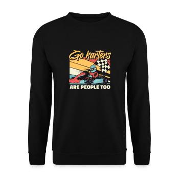 Go Kart Kartfahren Kartfahrer Witzig - Unisex Pullover - Schwarz - Vorne - Alina (178cm) & Michal (187cm)