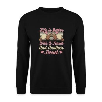 Frettchen Iltis Liebe - Unisex Pullover - Schwarz - Vorne - Alina (178cm) & Michal (187cm)