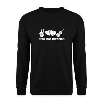 Violine Geige Frieden - Unisex Pullover - Schwarz - Vorne - Alina (178cm) & Michal (187cm)