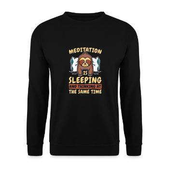 Faultier Meditation Faultier Yoga - Unisex Pullover - Schwarz - Vorne - Alina (178cm) & Michal (187cm)