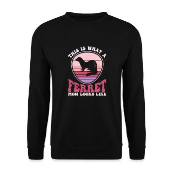 Frettchen Iltis Mutter - Unisex Pullover - Schwarz - Vorne - Alina (178cm) & Michal (187cm)