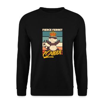 Frettchen Iltis Königin - Unisex Pullover - Schwarz - Vorne - Alina (178cm) & Michal (187cm)