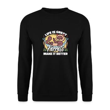 Frettchen Iltis Leben - Unisex Pullover - Schwarz - Vorne - Alina (178cm) & Michal (187cm)