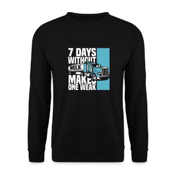Cow Milk Funny Milk Wagon - Unisex Sweatshirt - black - Front - Alina (178cm) & Michal (187cm)