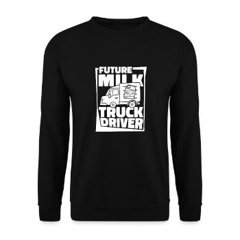 Kuh Milch Treiber Milchwagen - Unisex Pullover - Schwarz - Vorne - Alina (178cm) & Michal (187cm)
