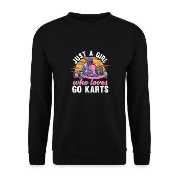 Go Kart Kartfahren Kartfahrer Mädchen - Unisex Pullover - Schwarz - Vorne - Alina (178cm) & Michal (187cm)