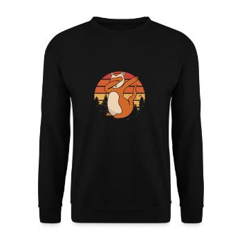 Frettchen Iltis Retro - Unisex Pullover - Schwarz - Vorne - Alina (178cm) & Michal (187cm)