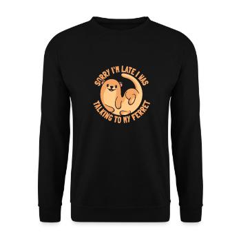 Frettchen Iltis Niedlich - Unisex Pullover - Schwarz - Vorne - Alina (178cm) & Michal (187cm)